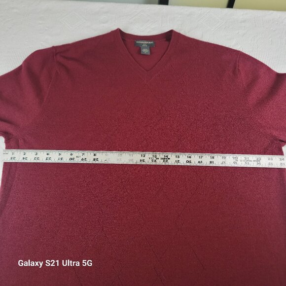 Banana Republic sweater 100%‎ merino wool men's size XL burgundy wine diamonds - Picture 5 of 10